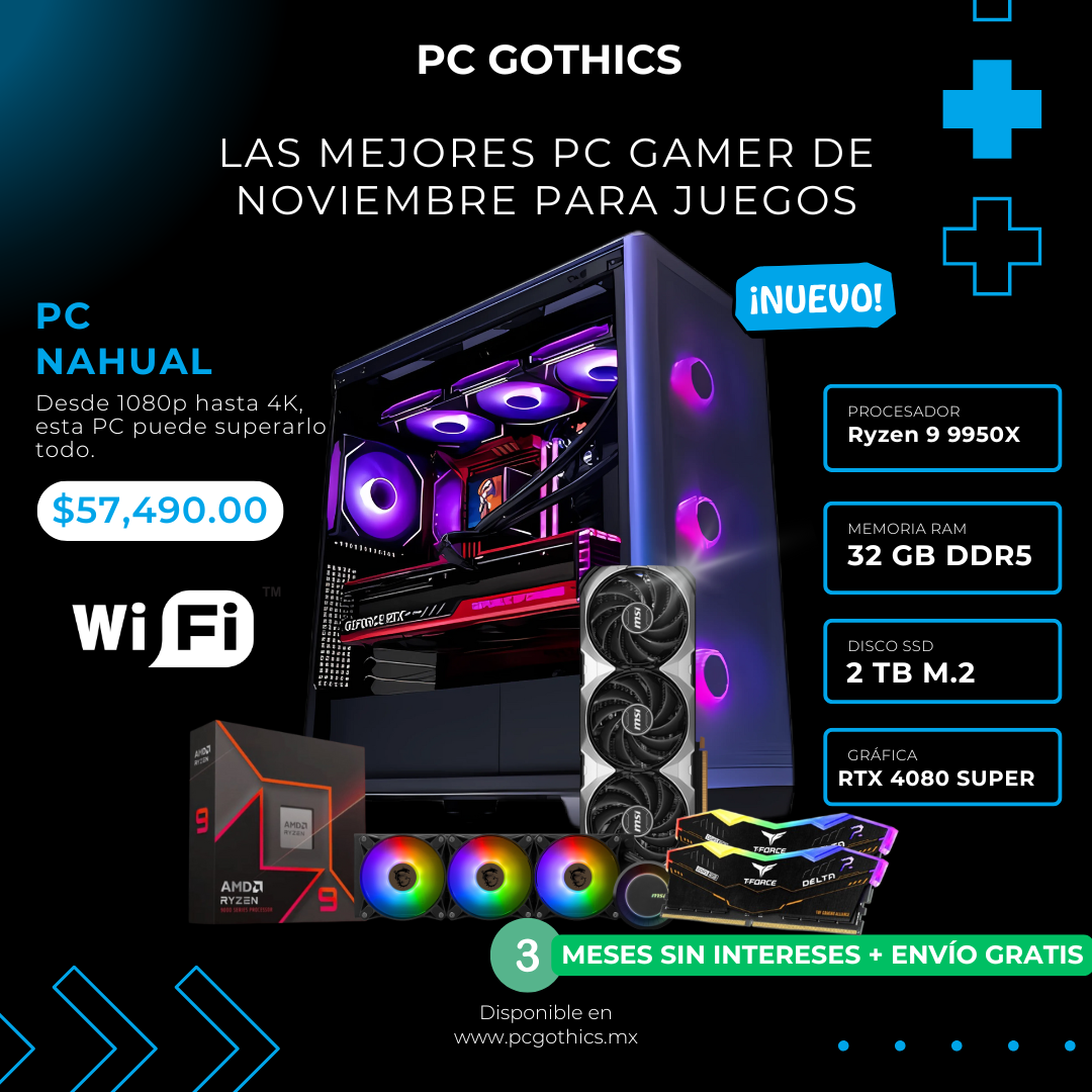 PC Ryzen 9 9950X 32 GB RAM DDR5 SSD 2 TB RTX 4080 Super PC Nahual