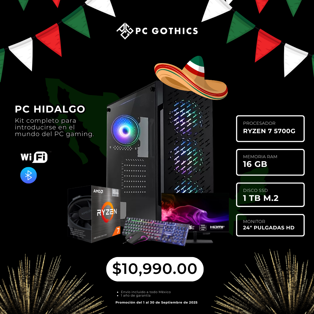 PC Ryzen 7 + 16 GB RAM + SSD 1 TB + Combo monitor, teclado y mouse - (PC Hidalgo)