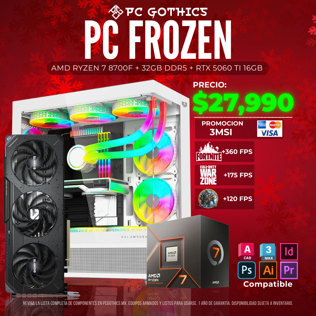 PC Ryzen 7 8700F + 32 GB RAM DDR5 + RTX 5060TI 16GB