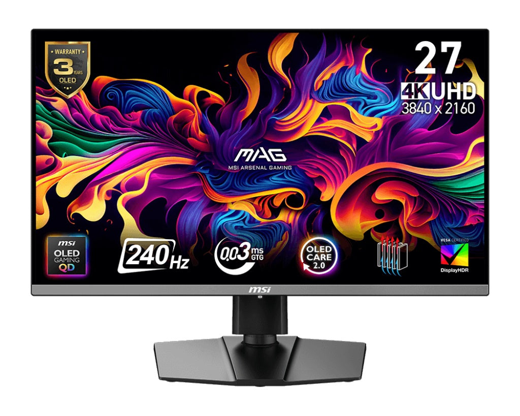 MONITOR OLED 27" MSI (MAG 272UP QD-OLED X24) 3840 X 2160 UHD,240HZ, 1*DP, 2*HDMI, 1*USB C, ADAPTIVE-SYNC