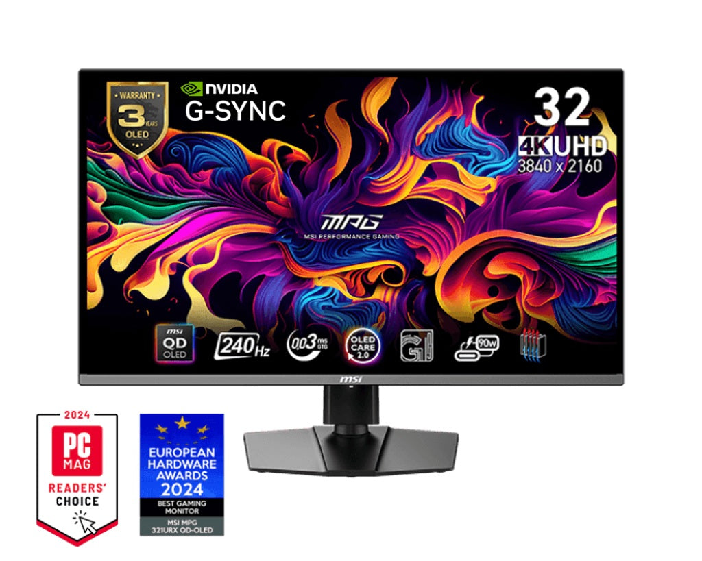 MONITOR OLED MSI 32" (MPG 321URX QD-OLED) 3840X2160,PLANO,240HZ,1*DP, 2*HDMI,1*USB C, G-SYNC