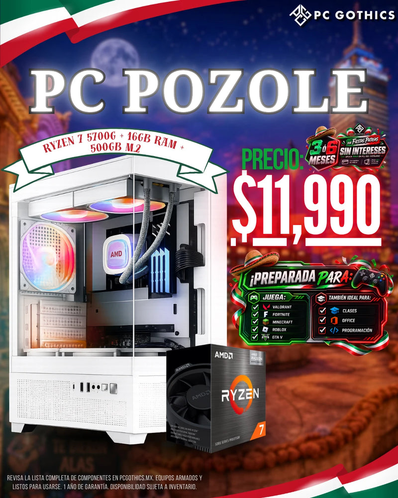 PC Pozole - Ryzen 7 5700G + 16GB RAM + 500GB M.2