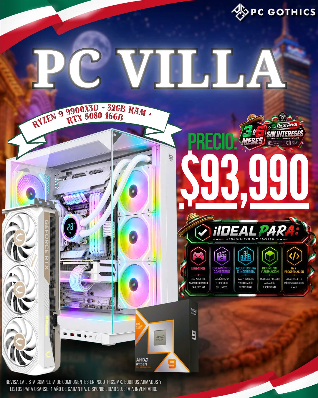 PC Villa - Ryzen 9 9900X3D + 32GB RAM + RTX 5080 16GB