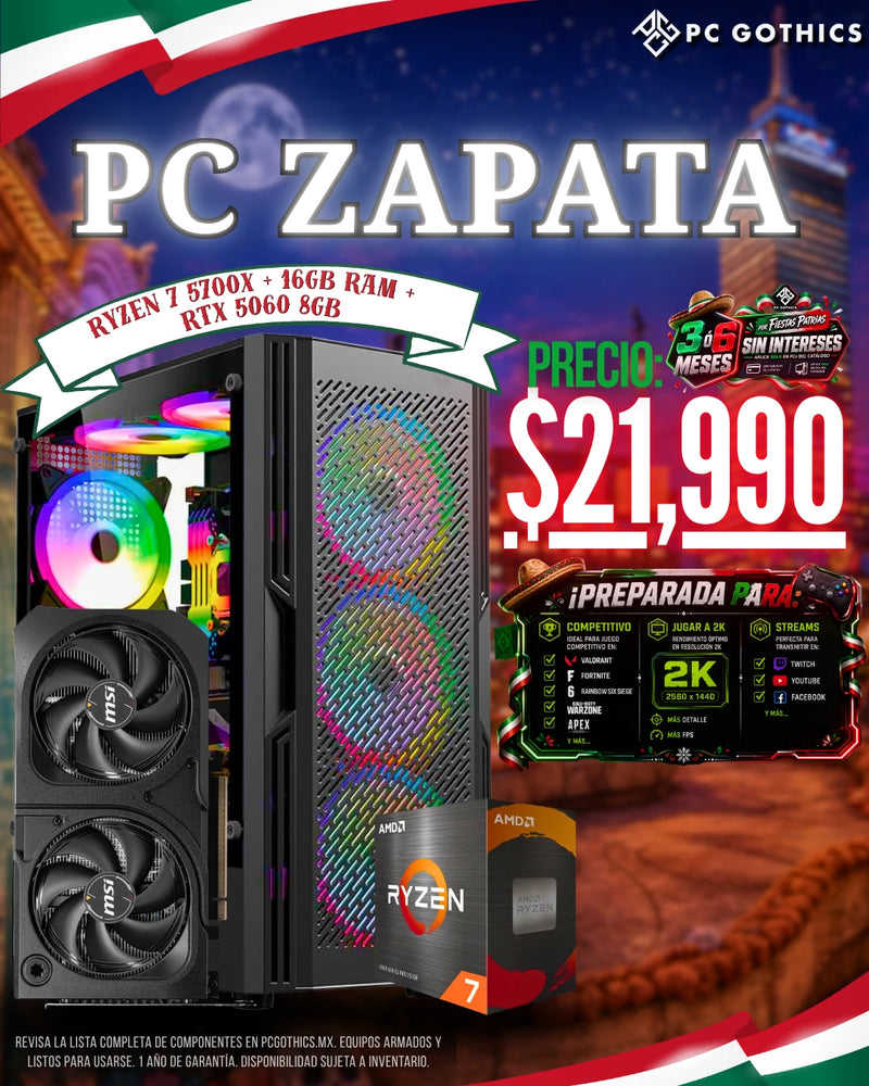PC Zapata - Ryzen 7 5700X + 16GB RAM + RTX 5060 8GB