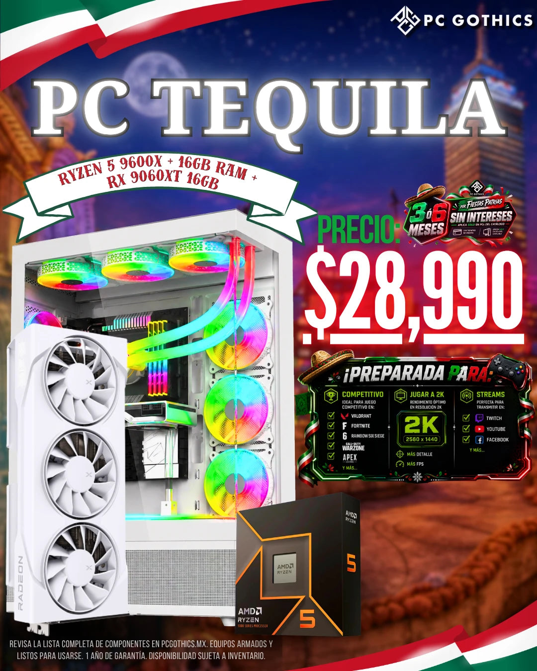 PC Tequila - Ryzen 5 9600X + 16GB RAM + RX 9060XT 16GB