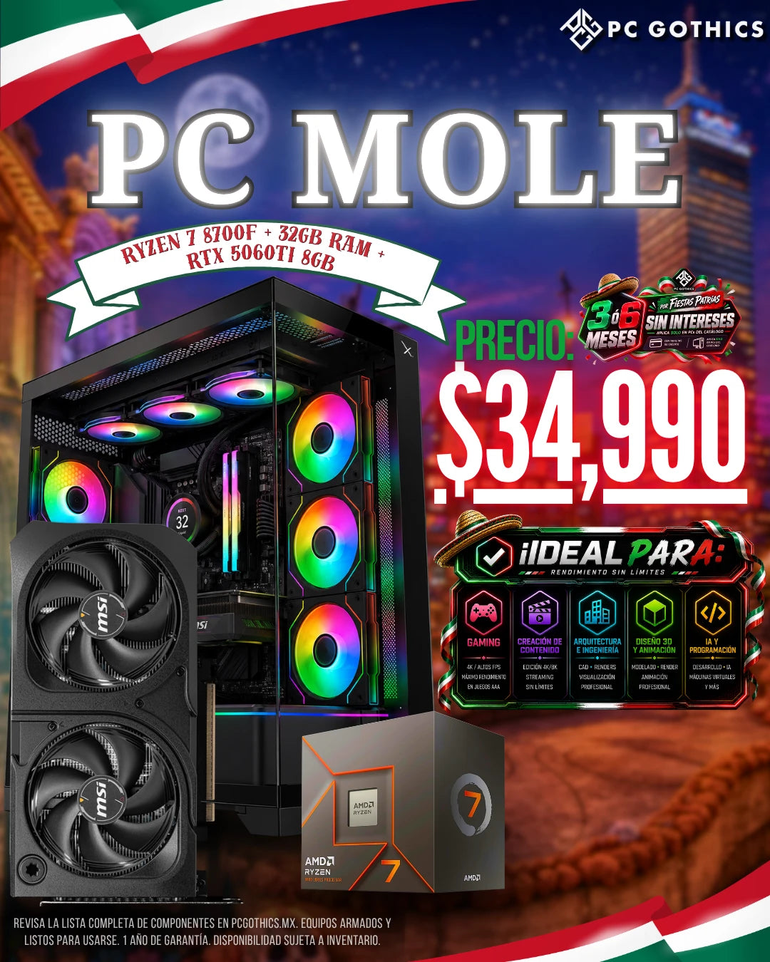 PC Mole - Ryzen 7 8700F + 32GB RAM + RTX 5060Ti 8GB
