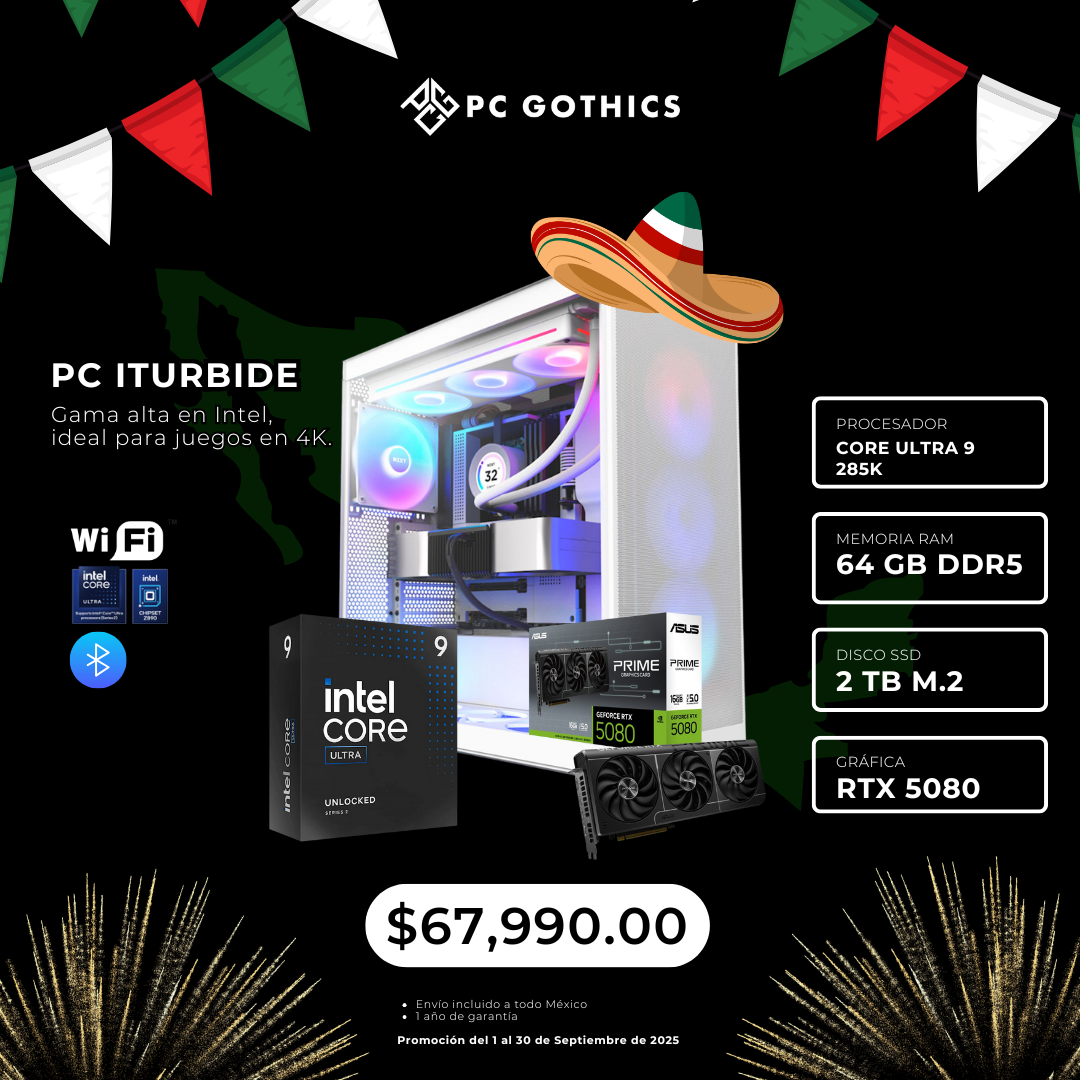 PC Core Ultra 9 + 64 GB DDR5 + M.2 2 TB + RTX 5080 - (PC Iturbide)