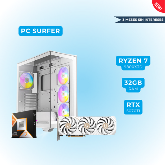 PC Ryzen 7 9800X3D + 32 GB DDR5 + RTX 5070TI - (PC Surfer)