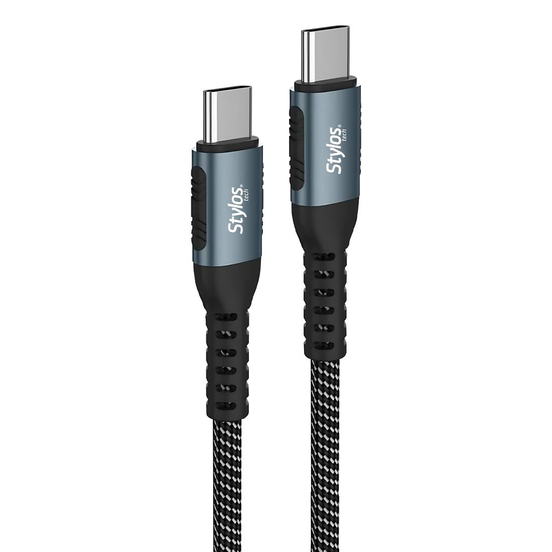 CABLE STYLOS STACC01B USB-C MACHO-USB-C MACHO, CARGA RAPIDA, 2M, 100W, NEGRO