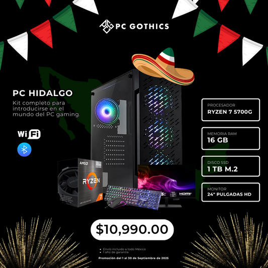 PC Ryzen 7 + 16 GB RAM + SSD 1 TB + Combo monitor, teclado y mouse  - (PC Hidalgo)