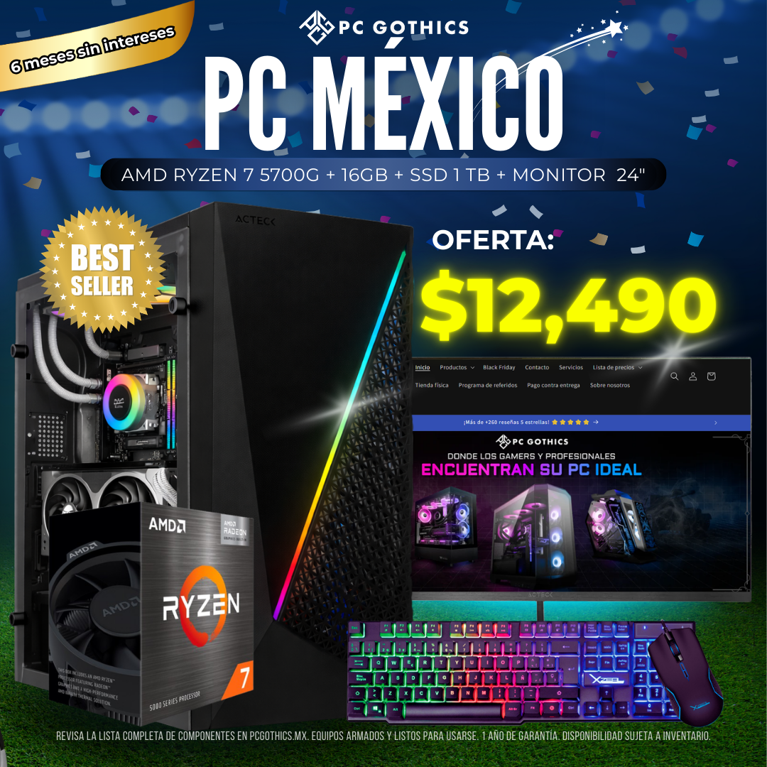 PC Ryzen 7 + 16 GB RAM + SSD 1 TB + Pantalla 24" + Periféricos-1