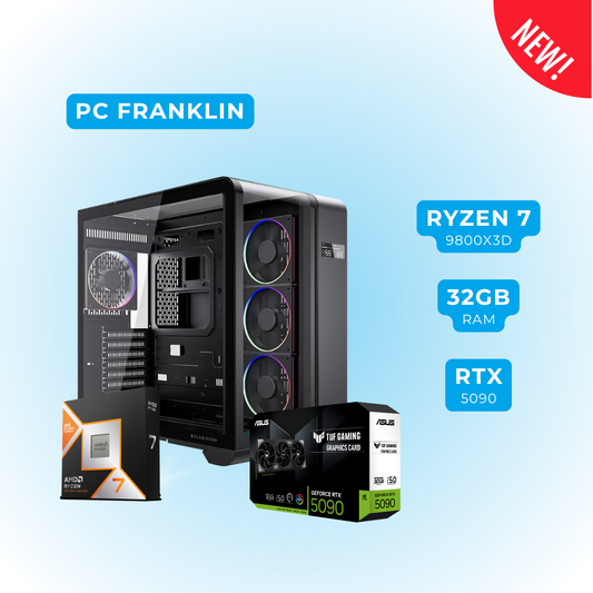 PC Ryzen 7 9800X3D + 32 GB DDR5 + M.2 2 TB + RTX 5090 - (PC Franklin)