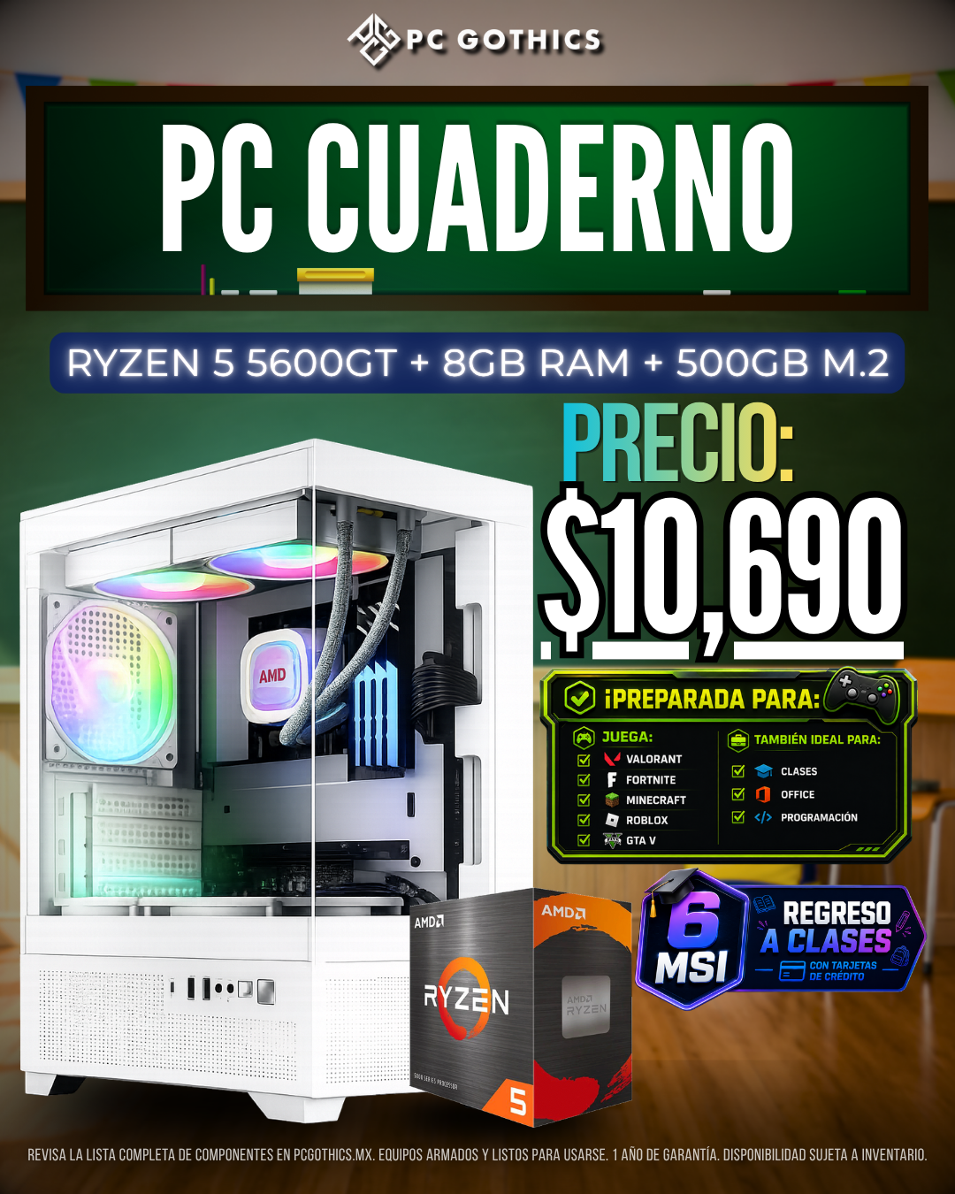 PC Cuaderno - Ryzen 5 5600GT + 8GB RAM + 500GB M.2
