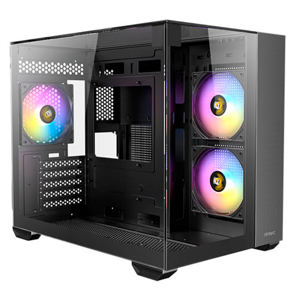 GABINETE ANTEC (CX600M TRIO ARGB_B) MINI TORRE,MICRO-ATX,3 CRISTALES,S/FUENTE,3*FAN,1*USB-C,NEGRO-1