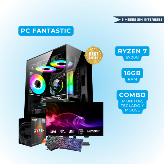 PC Ryzen 7 + 16 GB RAM + SSD 1 TB + Combo monitor, teclado y mouse  - (PC Fantastic)