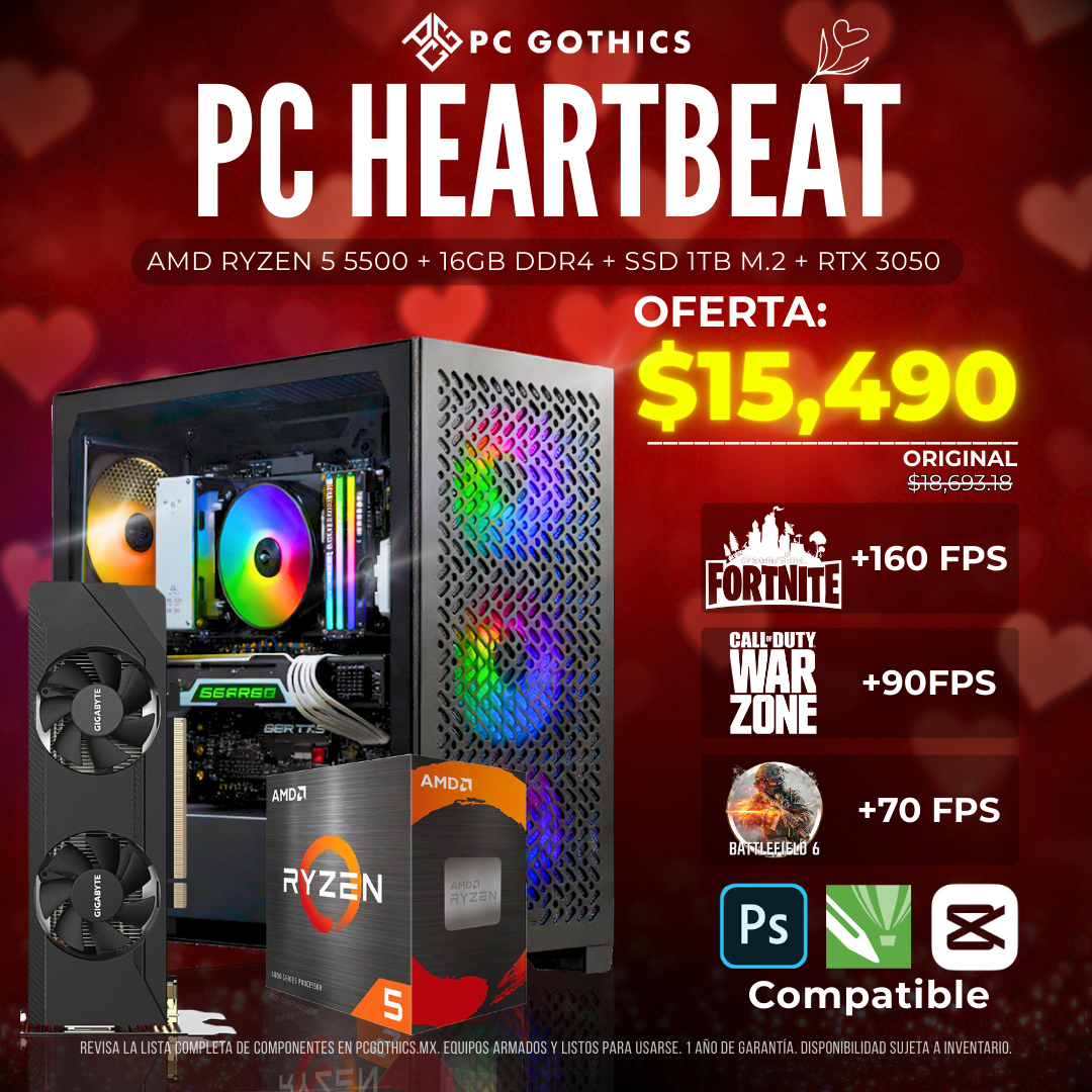 PC Heartbeat Ryzen 5 5500 + 16 GB RAM + RTX 3050