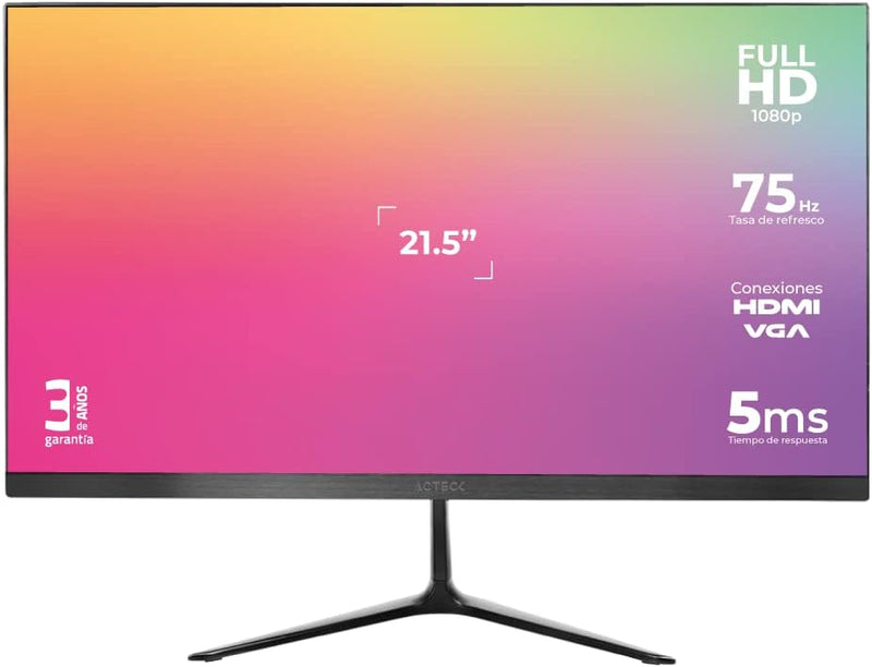 MONITOR LED 21.5" ACTECK (AC-933858) SP215,1920*1080,75HZ,5MS,HDMI,VGA,DC,INCLINACION,NEGRO-1
