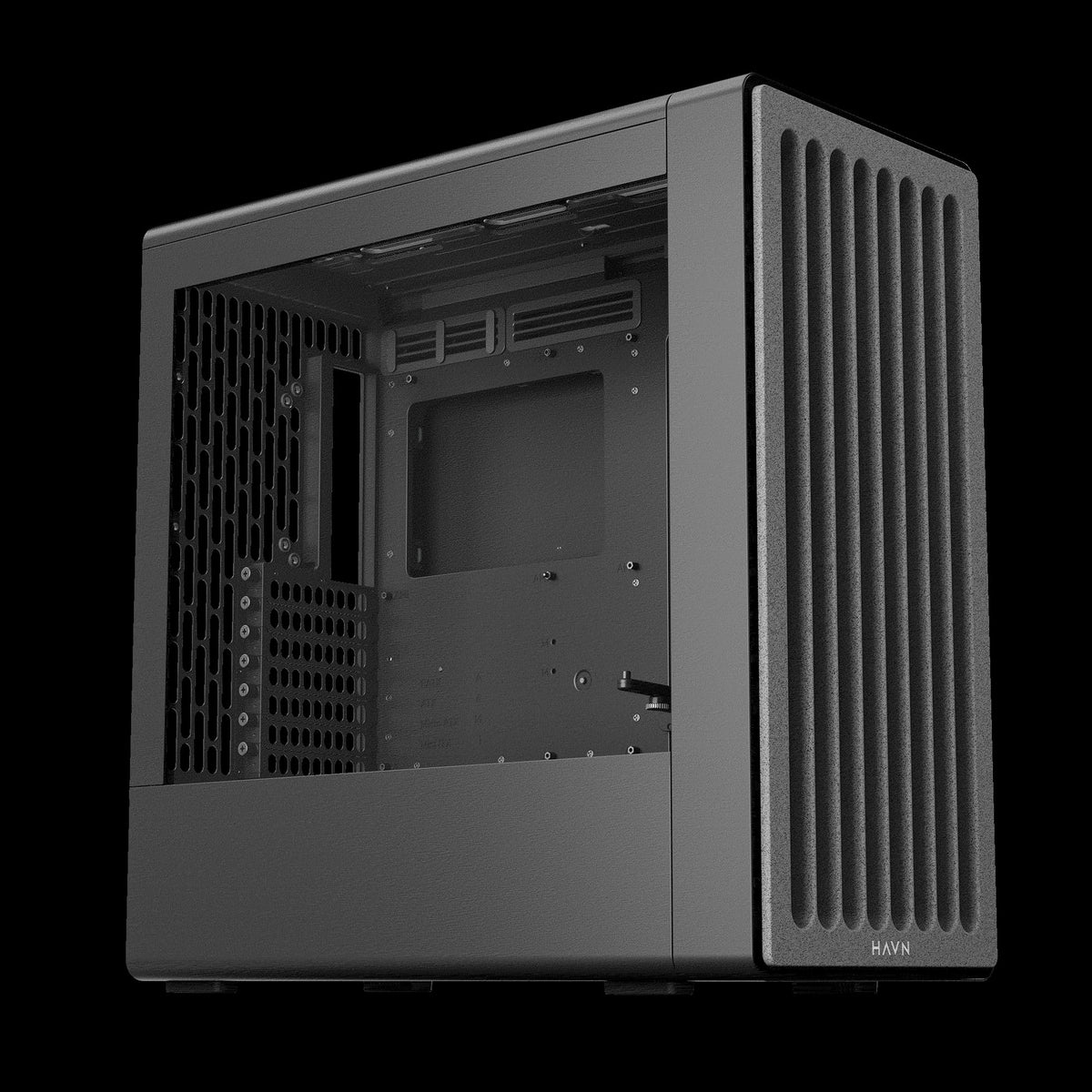 GABINETE HAVN (BF 360 BLACK) MEDIA TORRE, CRISTAL TEMPLADO, NEGRO