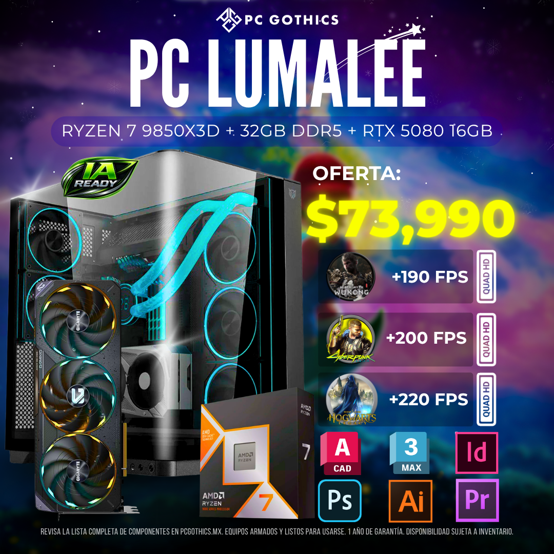 PC Ryzen 7 9850X3D + 32 GB DDR5 + 2TB + RTX 5080 - (PC Lumalee)