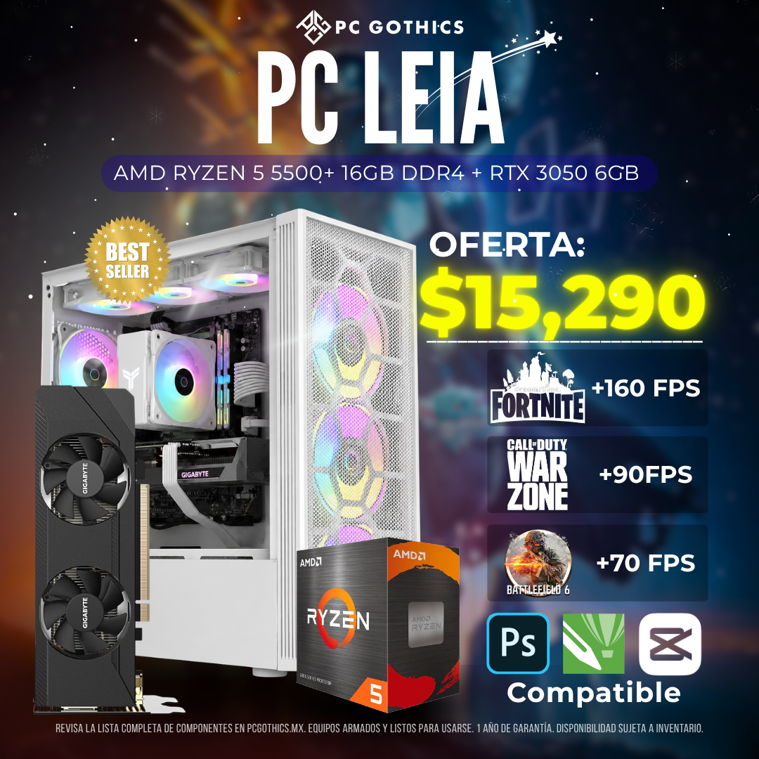 PC Ryzen 5 5500+ + 16GB DDR4 + RTX 3050 6GB - (PC Leia)