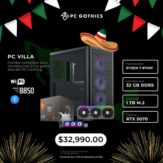 PC Ryzen 7 8700F + 32 GB DDR5 + RTX 5070 (PC Villa)