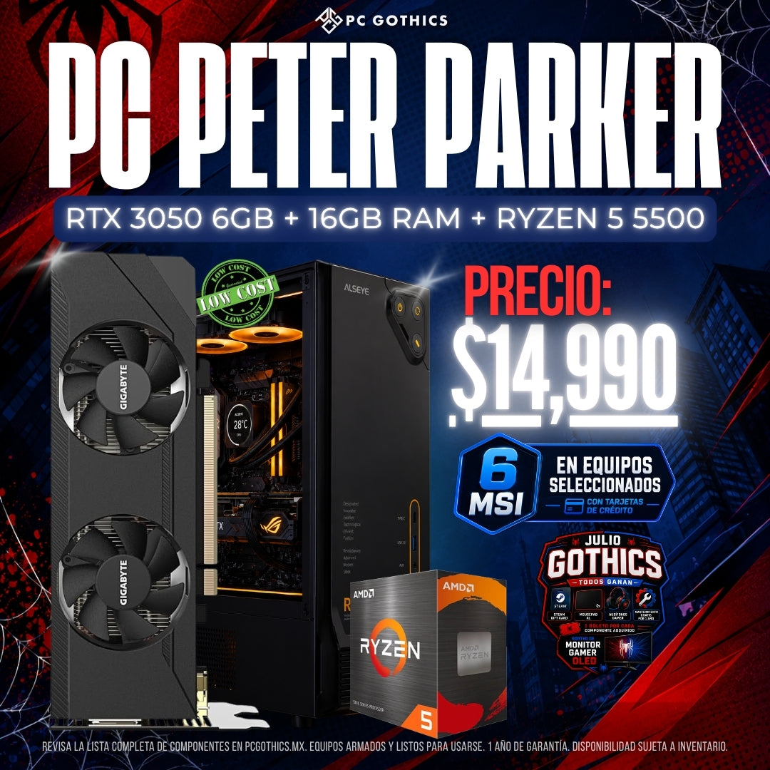 PC Ryzen 5 5500 + 16GB RAM + SSD 1TB + RTX 3050 (PC Peter Parker)