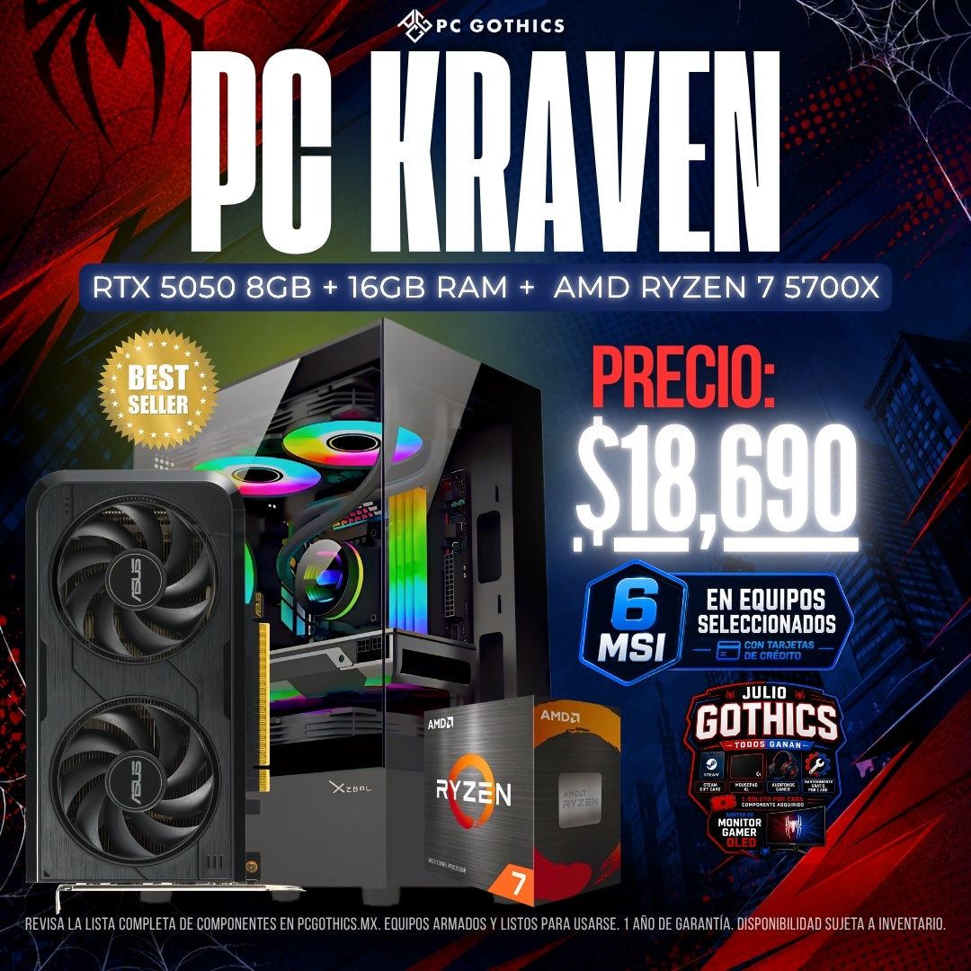 PC Ryzen 7 5700X + 16GB RAM + RTX 5050 8GB - (PC Kraven)