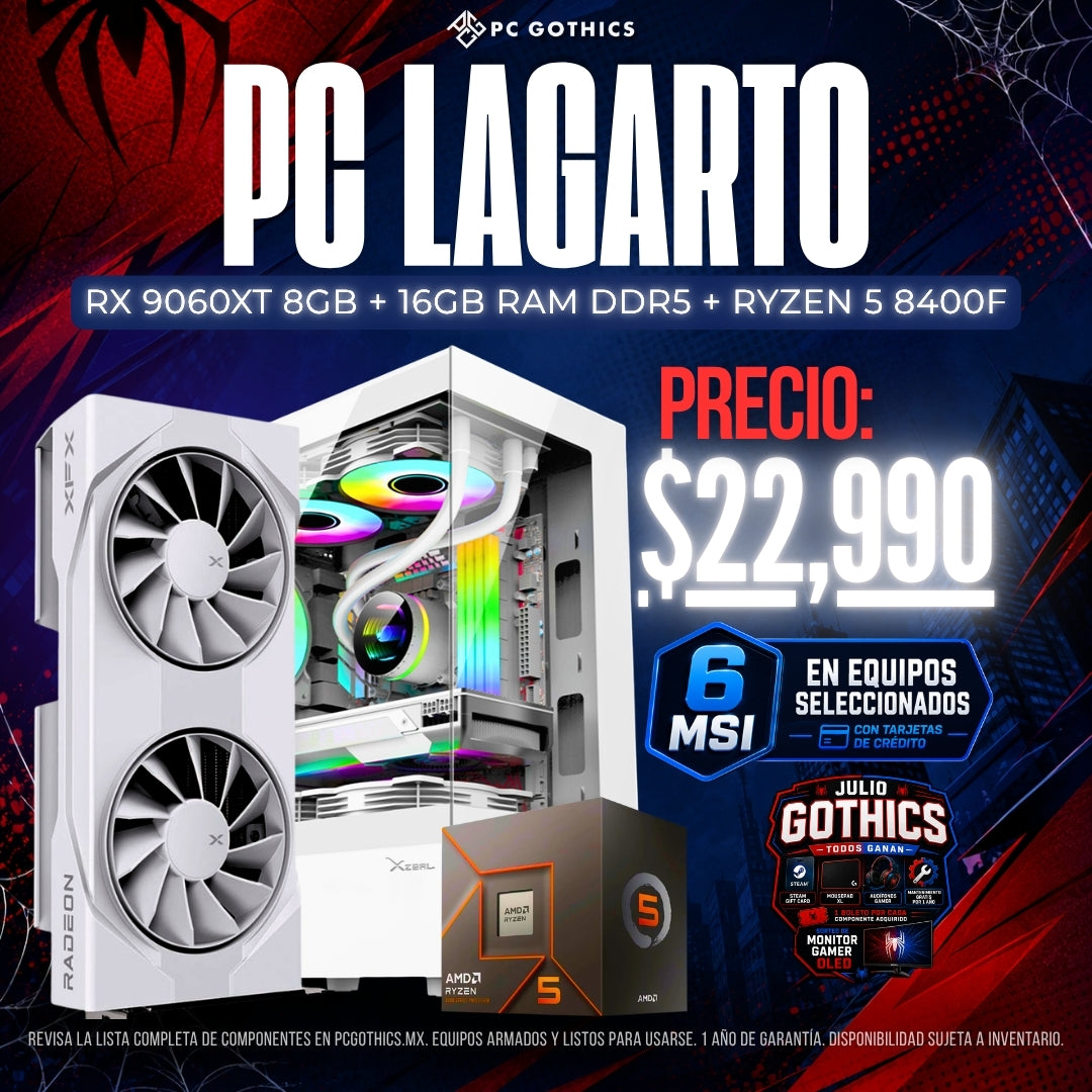 PC Ryzen 5 8400F + 16GB DDR5 + RX 9060 8GB - (PC Lagarto)
