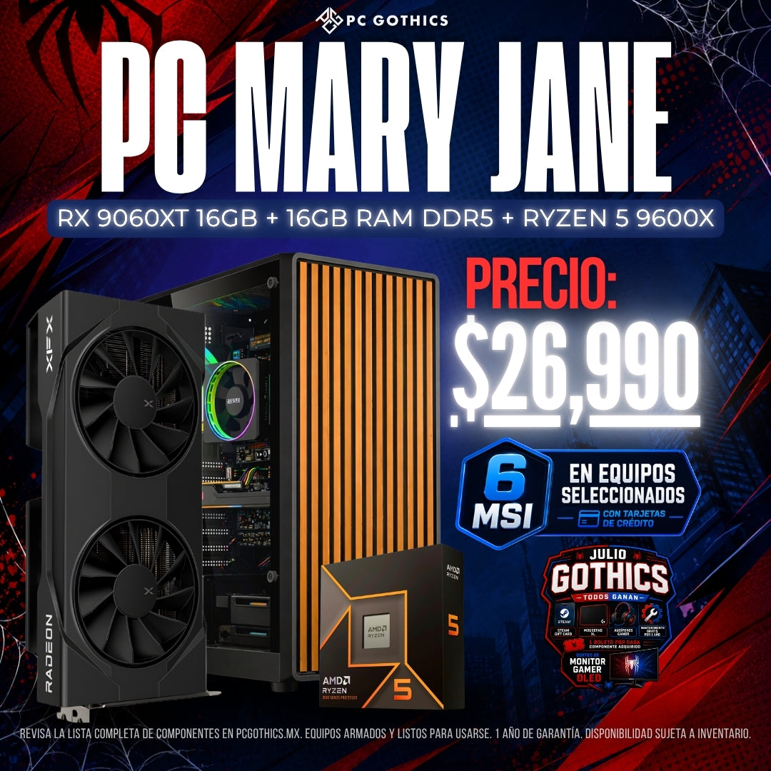 PC Ryzen 5 9600X + 16GB DDR5 + RX 9060XT 16GB - (PC Mary Jane)
