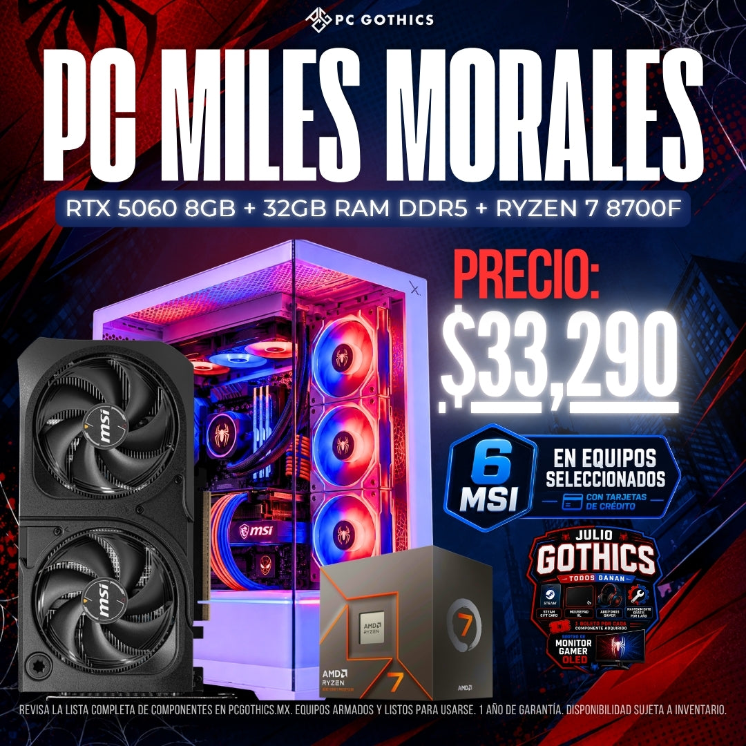 PC Ryzen 7 8700F + 32 GB DDR5 + RTX 5060 8GB - (PC Miles Morales)