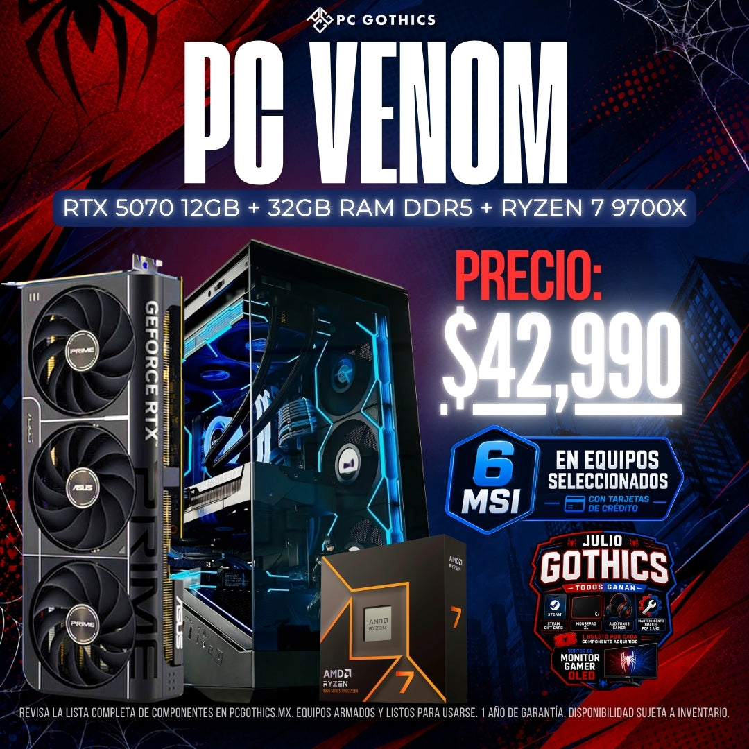 PC Ryzen 7 9700X + 32GB DDR5 + RTX 5070 12GB - (PC Venom)