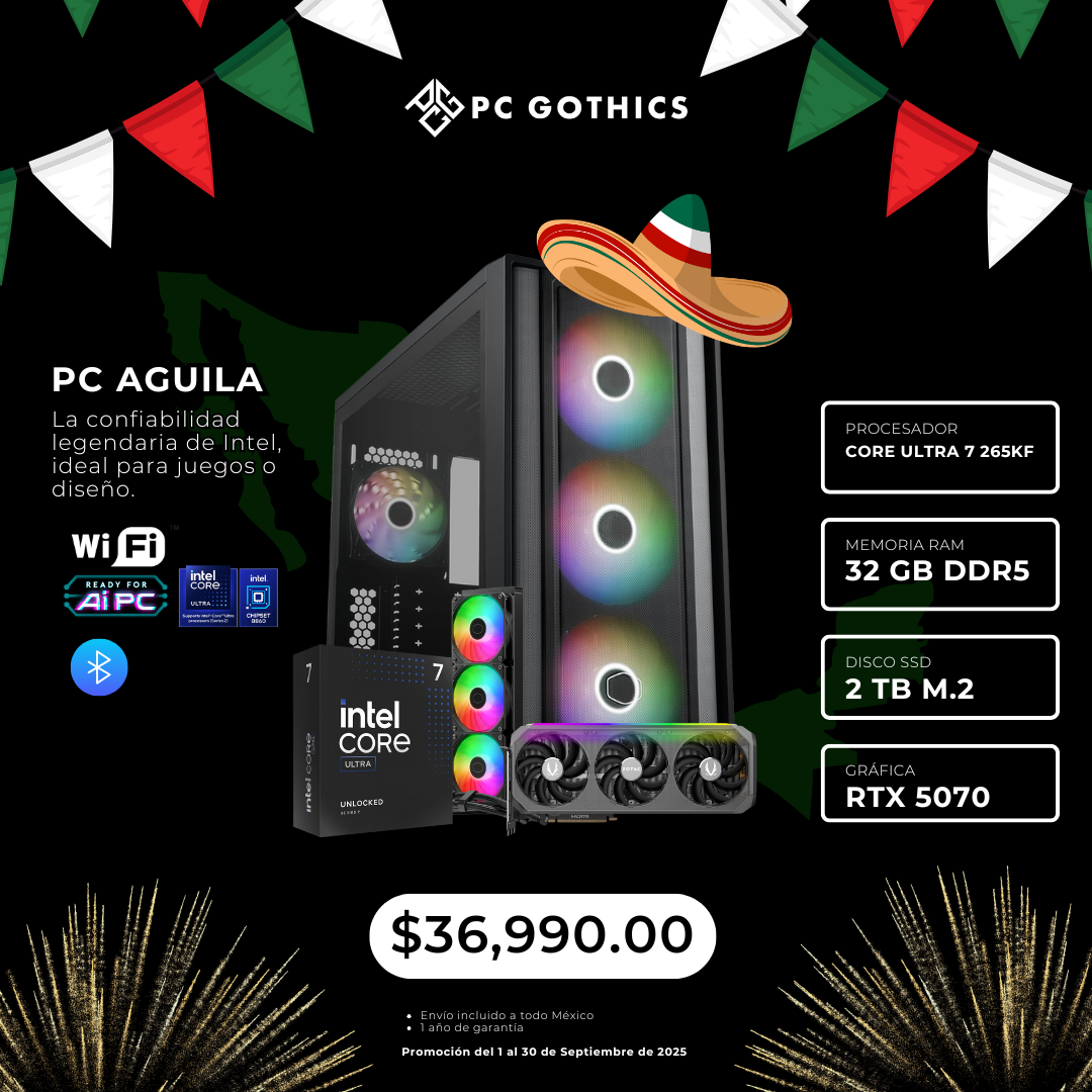 PC Core Ultra 7 265K + 32 GB DDR5 + RTX 5070 - (PC Aguila)
