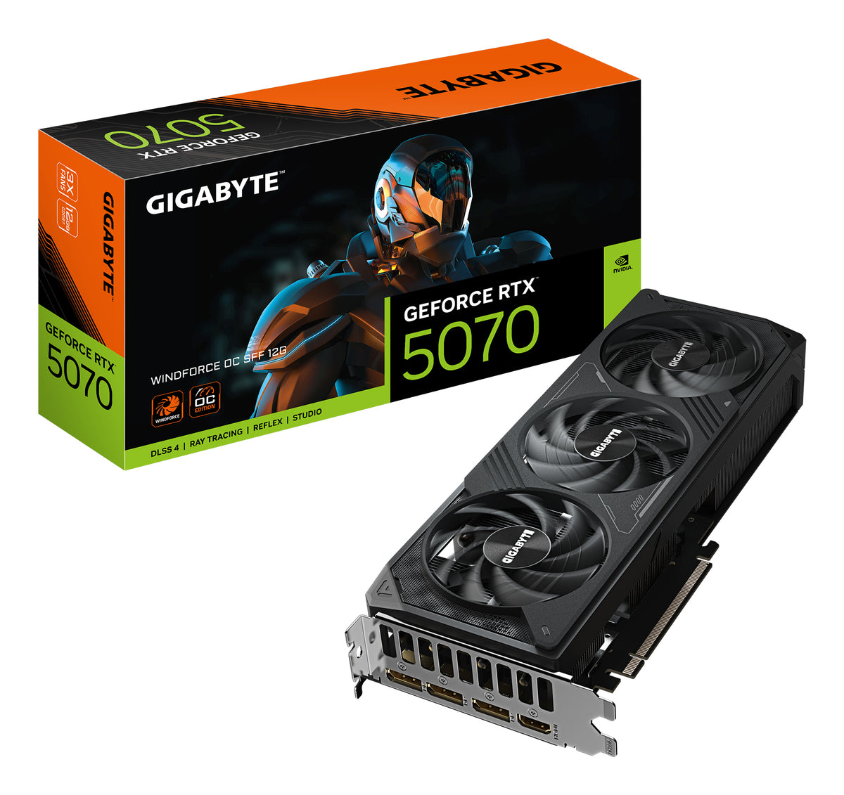 TARJETA DE VIDEO GIGABYTE (GV-N5070WF3OC-12GD) RTX 5070,12GB GDDR7,PCIE 5.0,1*HDMI,3*DP,3 FAN