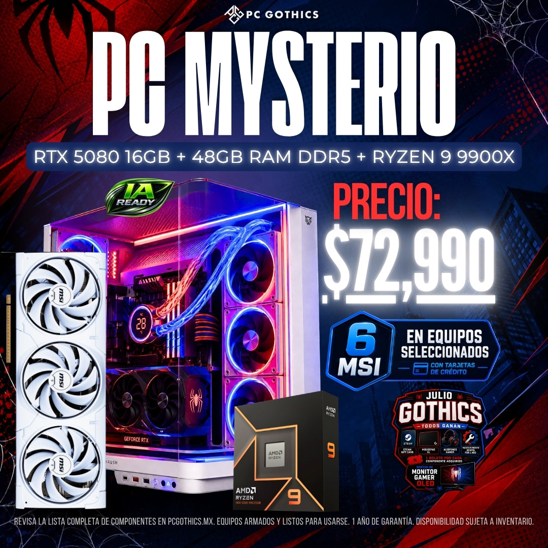 PC Ryzen 9 9900X + 48GB DDR5 + RTX 5080 16GB - (PC Mysterio)