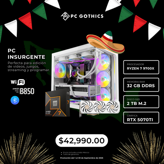 PC Ryzen 7 9700X + 32 GB RAM DDR5 + RTX 5070Ti  - (PC Insurgente)
