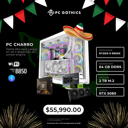 Ryzen 9 9900X + 64 GB RAM DDR5 + RTX 5080 16 GB - (PC Charro)