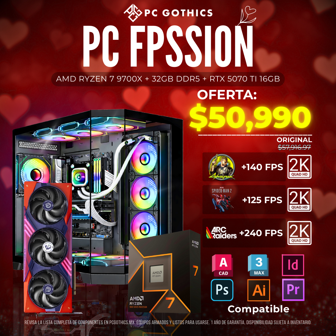 PC FPSSION Ryzen 7 9700X + 32 GB DDR5 + RTX 5070Ti 16 GB