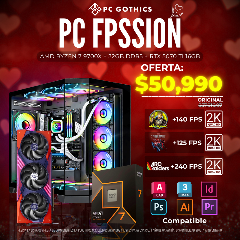 PC FPSSION Ryzen 7 9700X + 32 GB DDR5 + RTX 5070Ti 16 GB-1