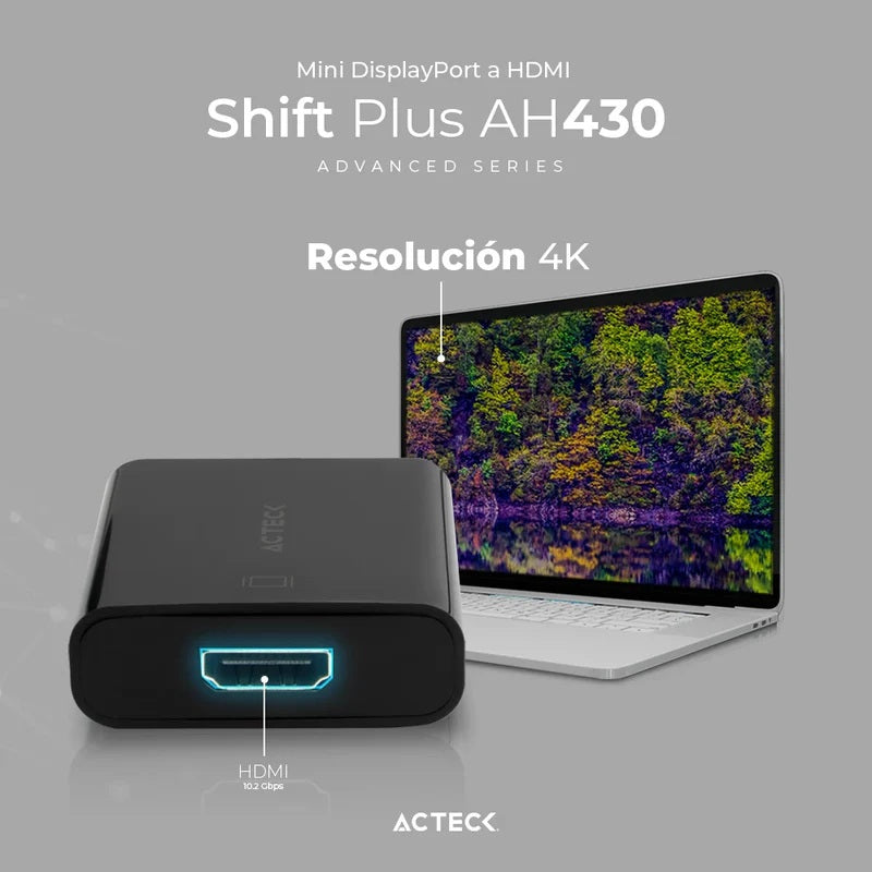 ADAPTADOR ACTECK (AC-934770) SHIFT PLUS AH430,MINI DISPLAY PORT MACHO A HDMI HEMBRA,4K,NEGRO-7