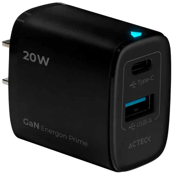 CARGADOR DE PARED ACTECK (AC-935555) ENERGON PRIME CP420, CARGA RAPIDA, 20W, 1 X USB