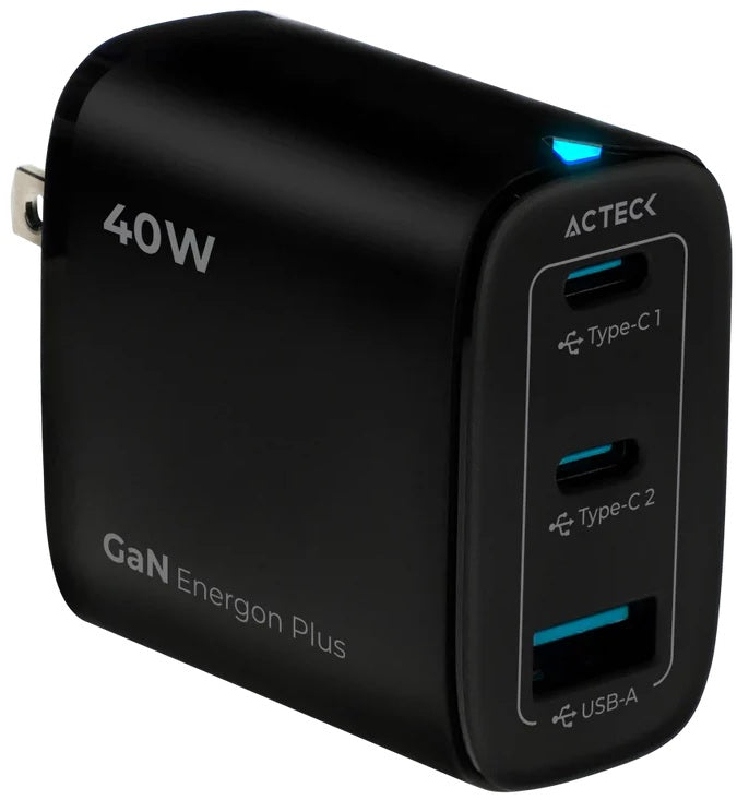 CARGADOR DE PARED ACTECK (AC-935562) CP38W ADVANCED, 40W, 2*USB C, 1*USB A, 100-240V, NEGRO