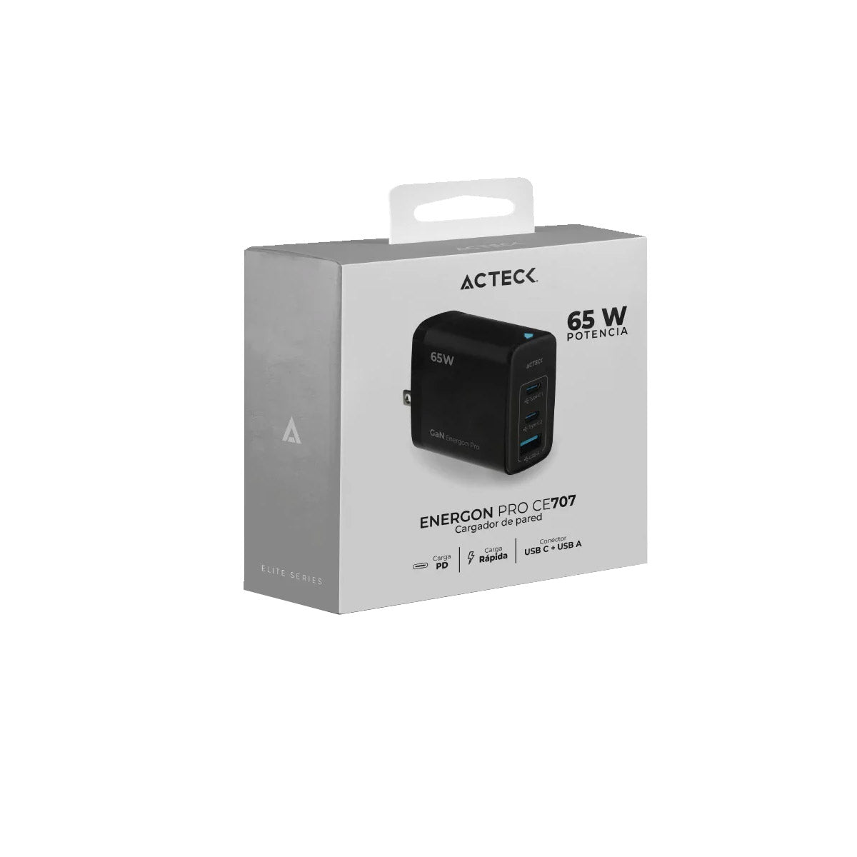 CARGADOR DE PARED ACTECK (AC-935579)  ENERGON PRO CE707, CARGA RAPIDA, 65W, 2*USB C PD,  1*USB A-1