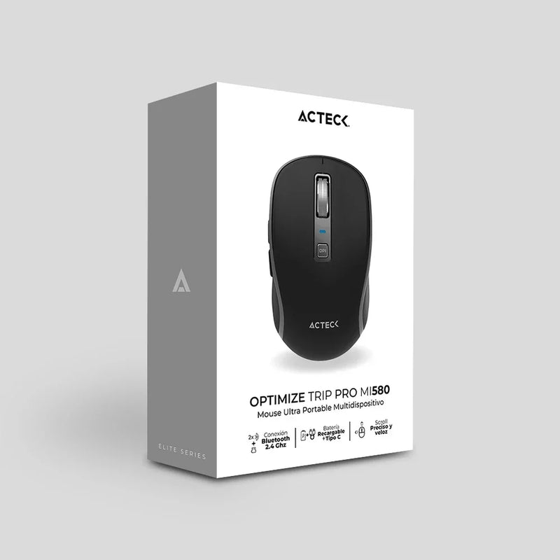 MOUSE INALAMBRICO ACTECK(AC-939591)OPTIMIZE TRIP PRO MI580,2.4GHZ+2 MODOS BLUETOOTH,1600 D