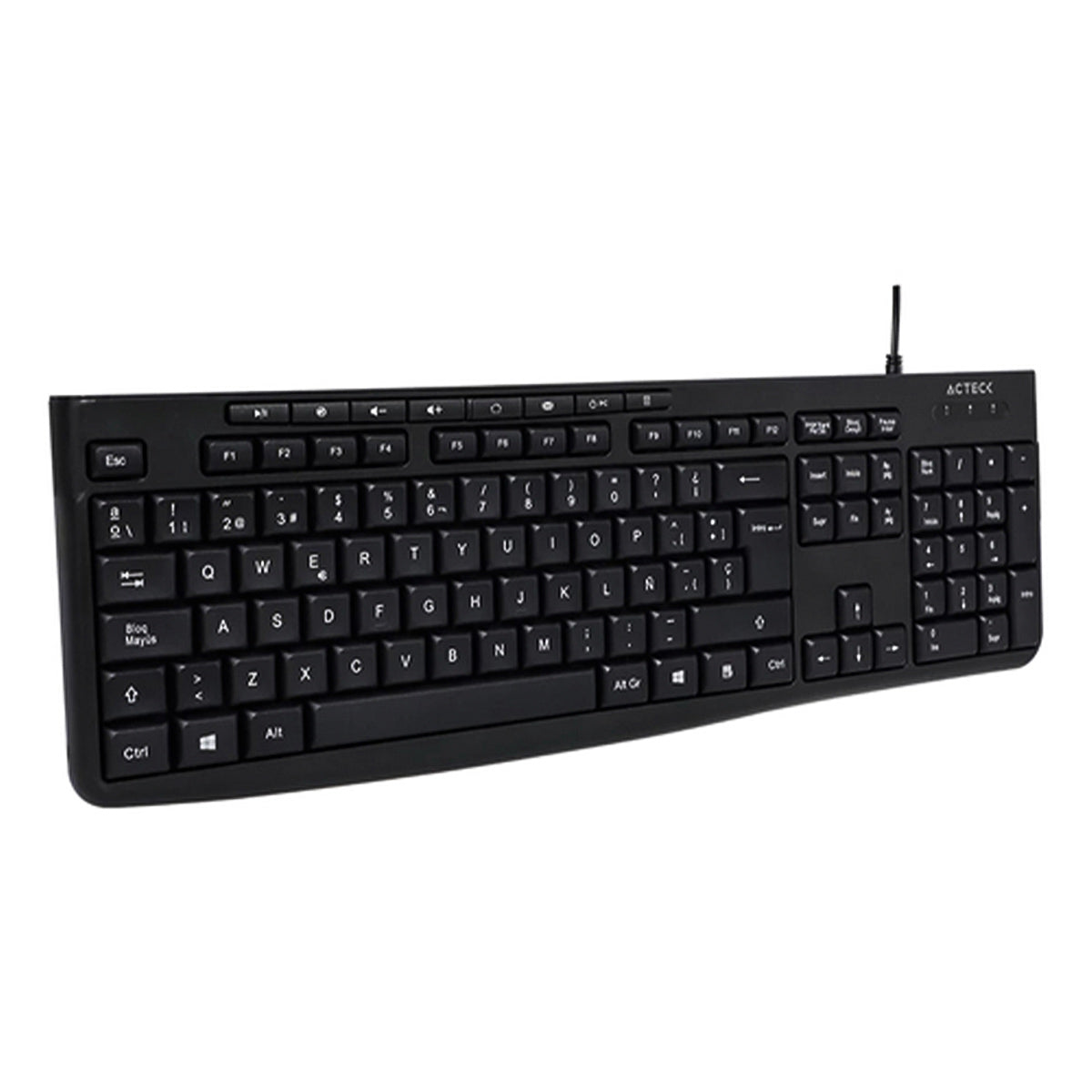 TECLADO ALAMBRICO ACTECK (AC-940146) INSPIRE PRIME TA222, MEMBRANA, MULTIMEDIA, NEGRO