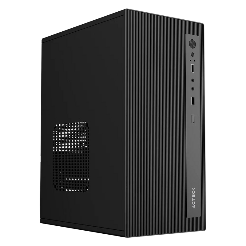 GABINETE ACTECK(AC-943802)ZARETH GI210F,M-ATX,FUENTE 500W,2*USB A 2.0,FULL METALICO+FRENTE SOLIDO,NEGRO
