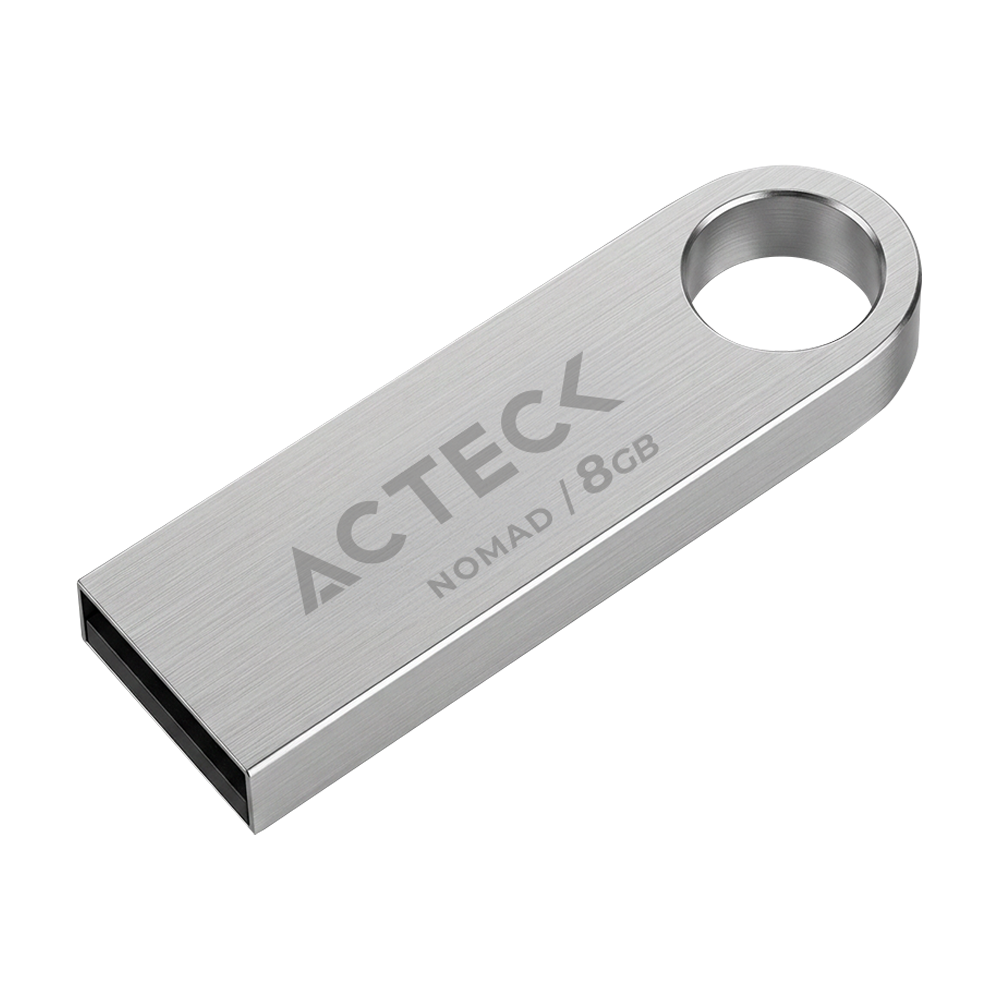 MEMORIA USB ACTECK (AC-946193) NOMAD METAL MUF-8000, 8 GB, USB 2.0, METALICA, PLATA