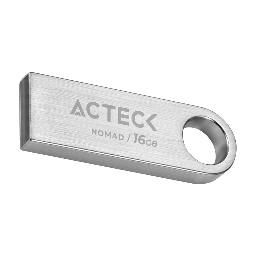 MEMORIA USB ACTECK (AC-946209) NOMAD METAL MUF-16000, 16 GB, USB 2.0, METALICA, PLATA
