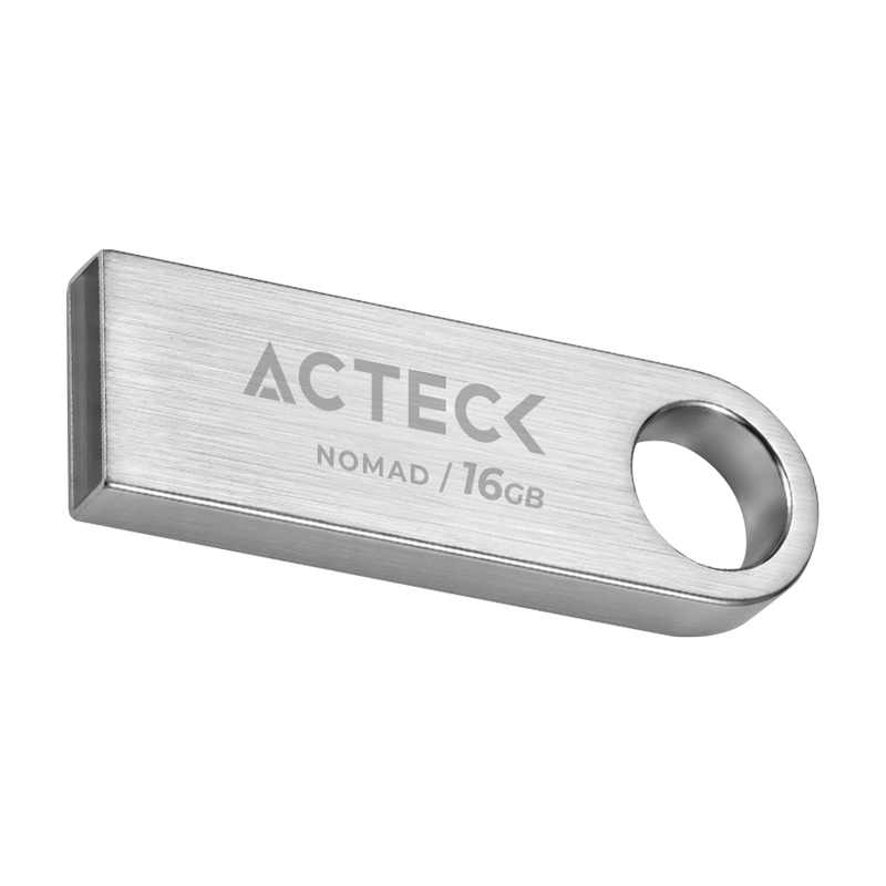 MEMORIA USB ACTECK (AC-946209) NOMAD METAL MUF-16000, 16 GB, USB 2.0, METALICA, PLATA