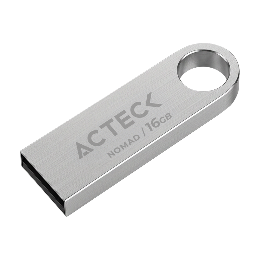 MEMORIA USB ACTECK (AC-946209) NOMAD METAL MUF-16000, 16 GB, USB 2.0, METALICA, PLATA
