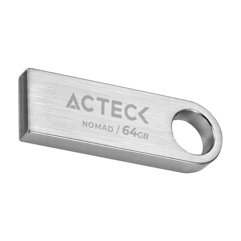 MEMORIA USB ACTECK (AC-946223) NOMAD METAL MUF-64000, 64 GB, USB 2.0, METALICA, PLATA